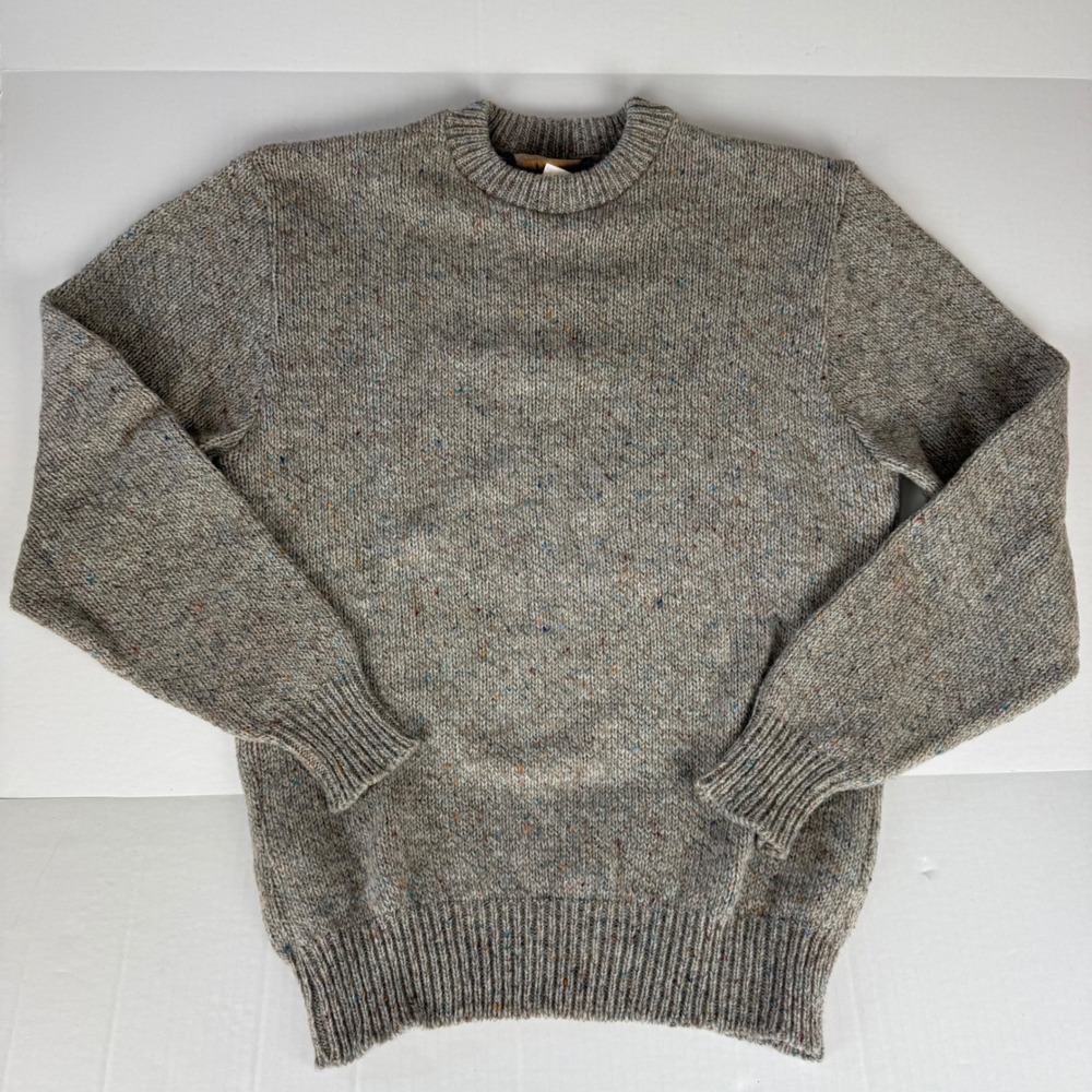 Northern Isles Mens Wool Blend Donegal Crewneck Sweater Gray Large USA Made